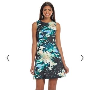 Jennifer Lopez Blue and Black Fit & Flare Dress